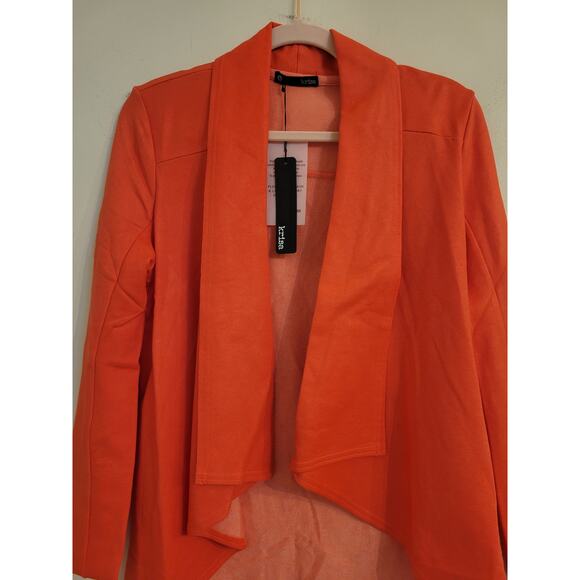 NWT Revolve Krisa Coated Orange Drapey Blazer Jacket S - Picture 2 of 4
